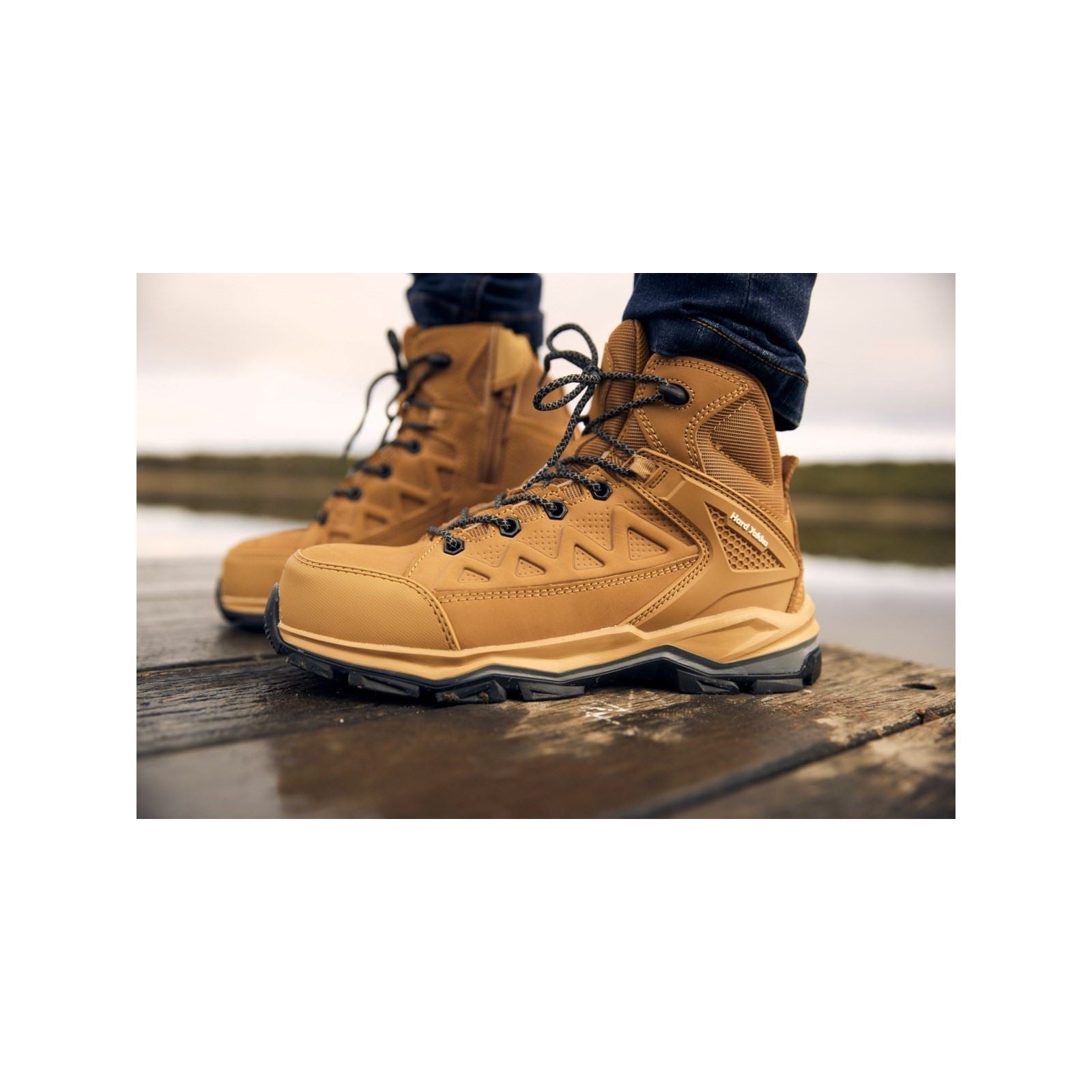 Hard Yakka Atomic Leather Wheat Safety Boots