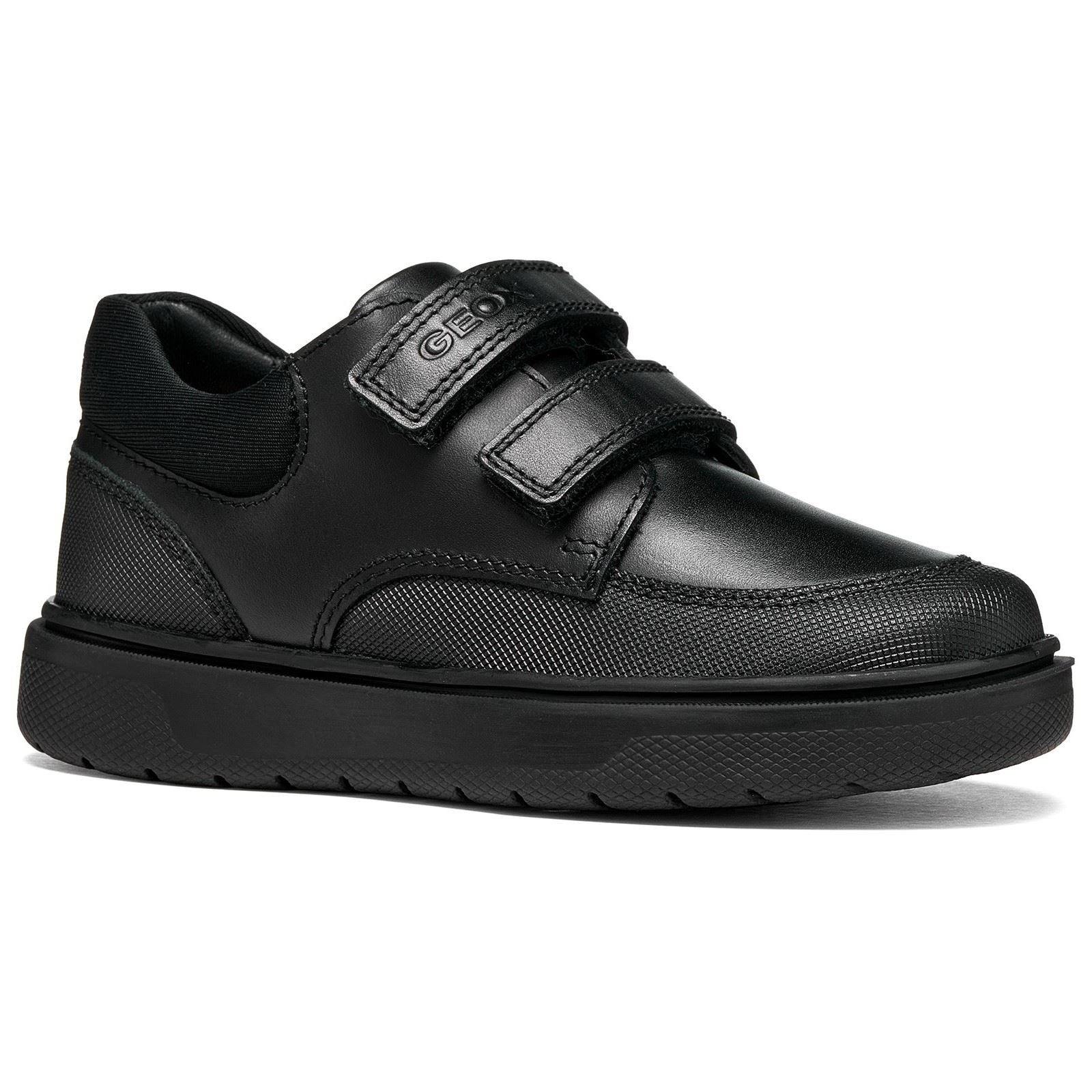 Geox J Riddock Leather Boy's Black Shoes
