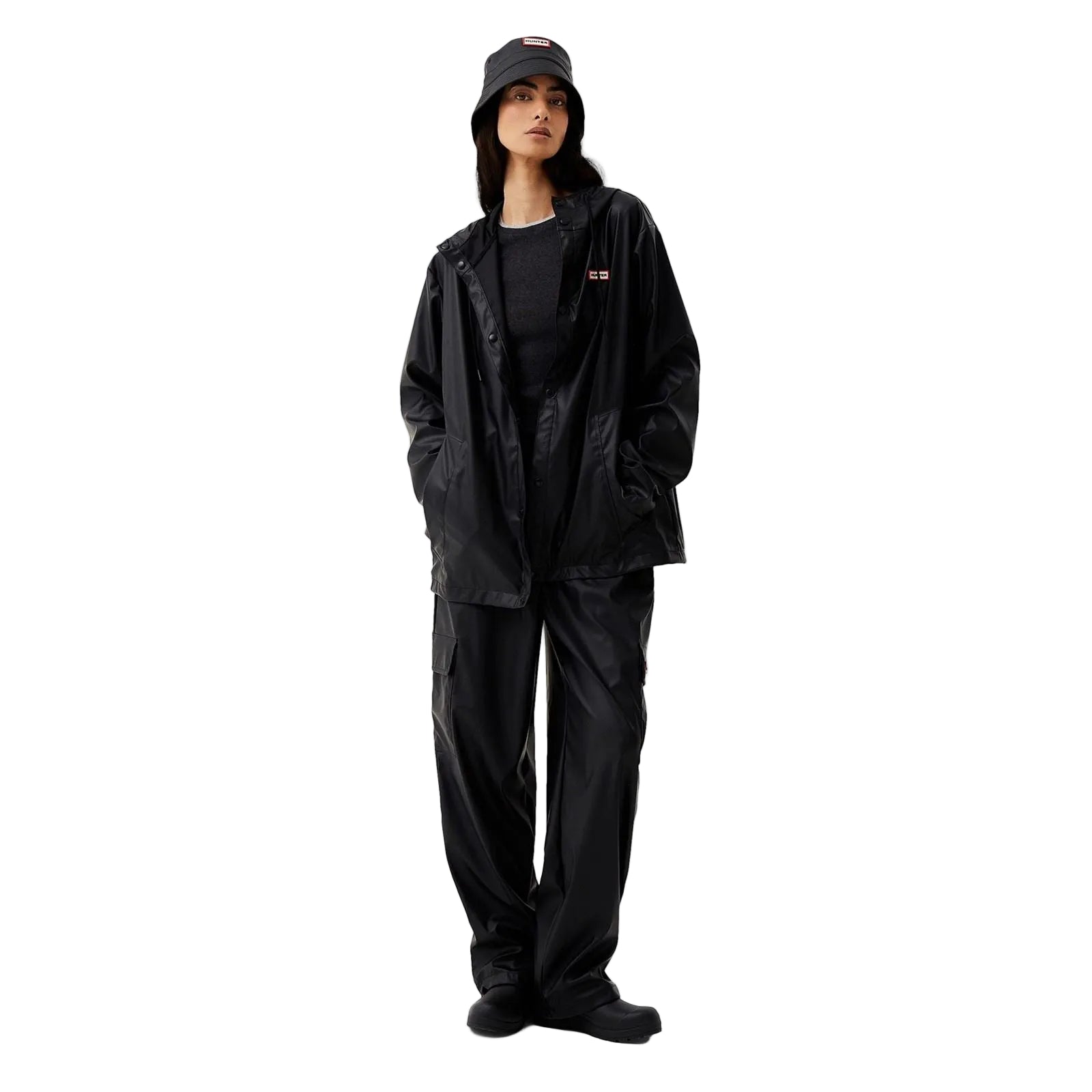 Hunter Izzy Hooded Unisex Adults Black Jacket