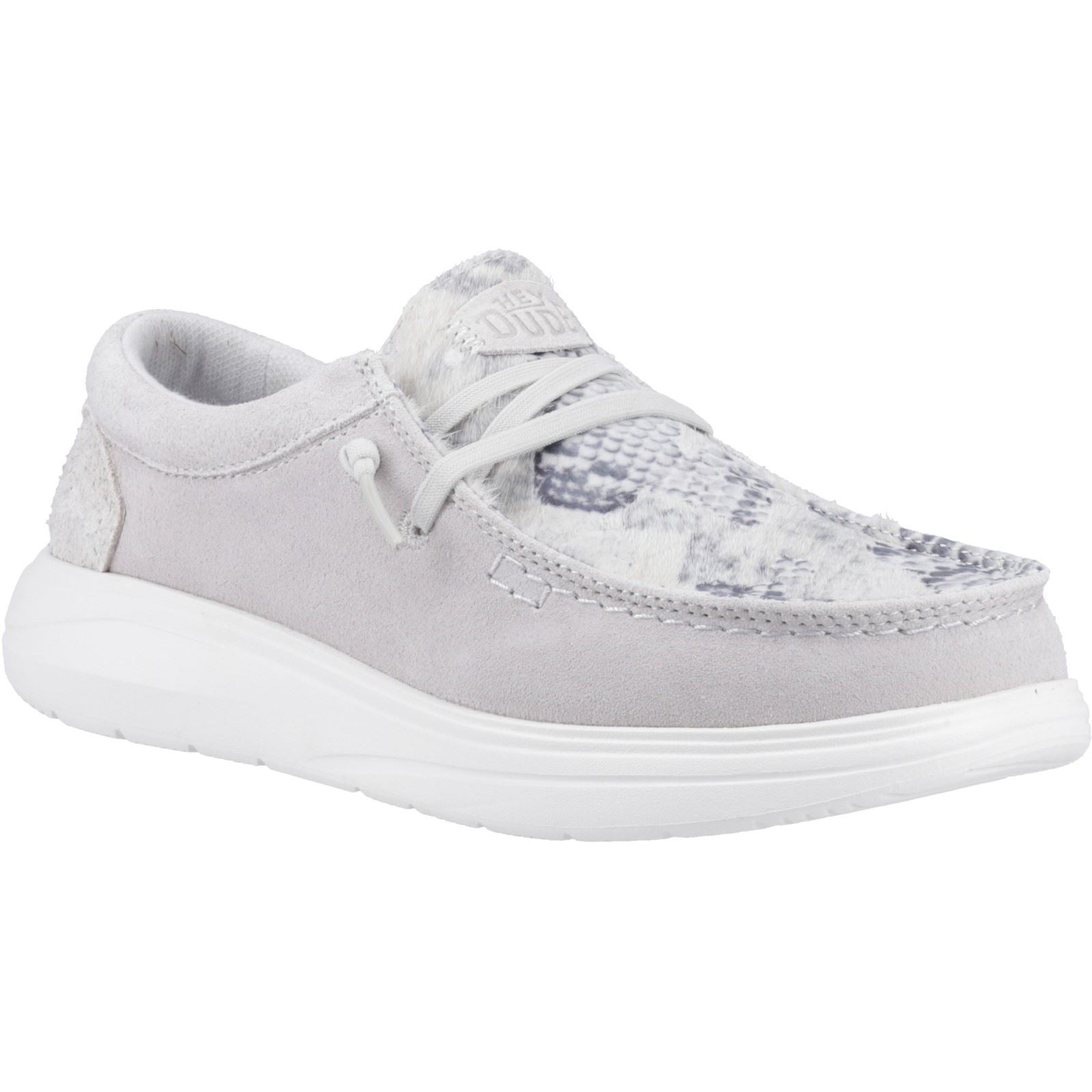 HEYDUDE Wendy COMF Leather Women's Grey/Snake Moccasins Shoes