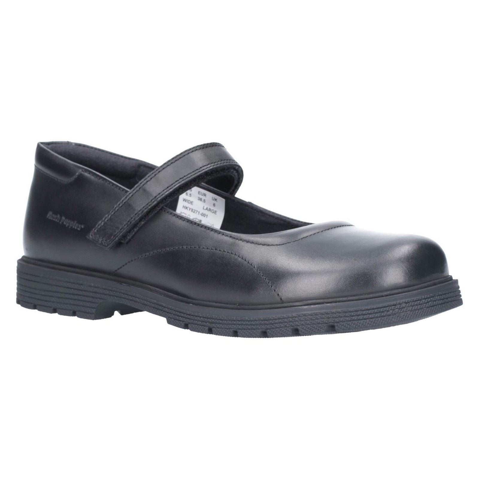 Hush Puppies Tally Youth Girls Black Leather Shoes