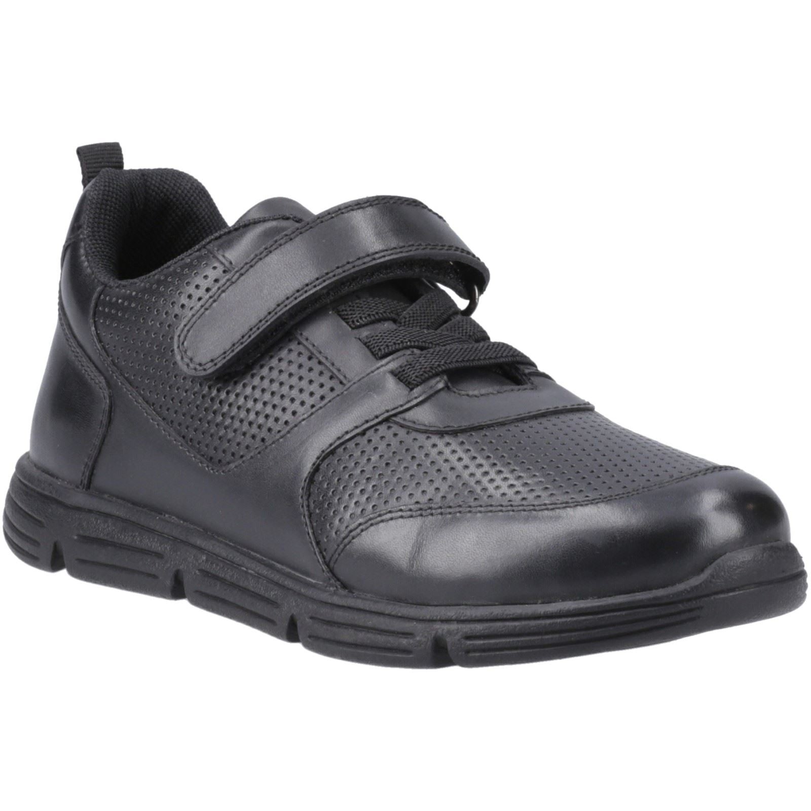 Hush Puppies Alfie Bungee Snr Leather Boys's Black Shoes