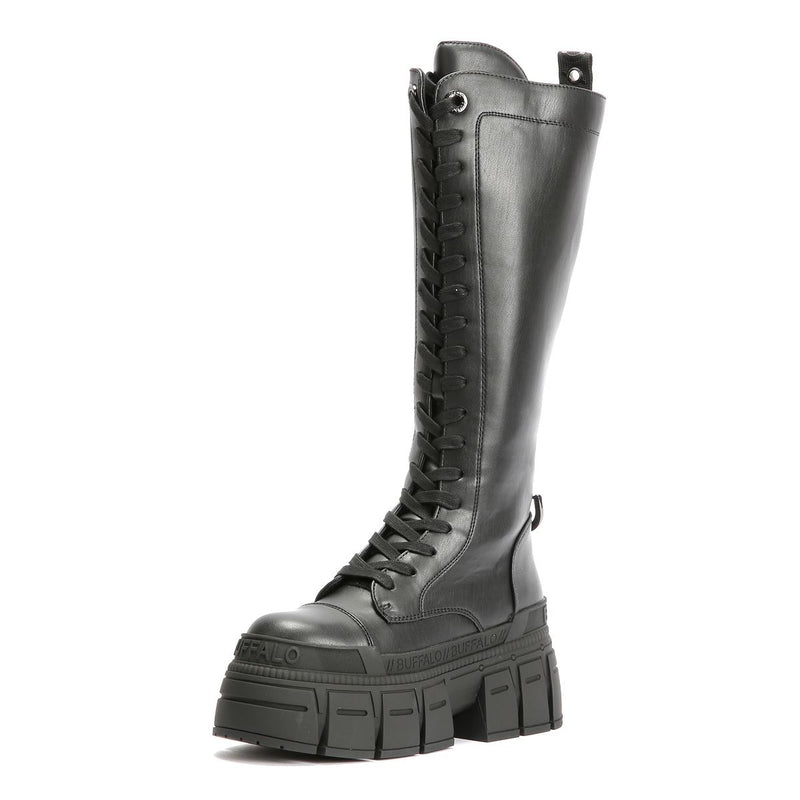 Buffalo Gospher Lace Up High Women's Black Boots