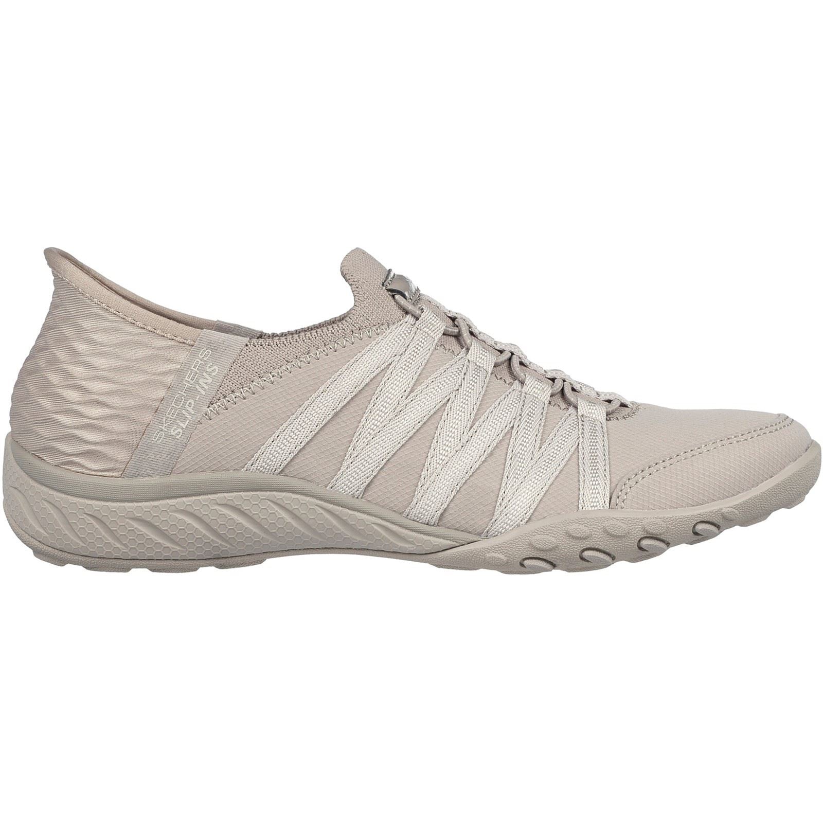 Skechers Breathe-Easy Roll-With-Me Knit Mesh Women's Taupe Sneakers