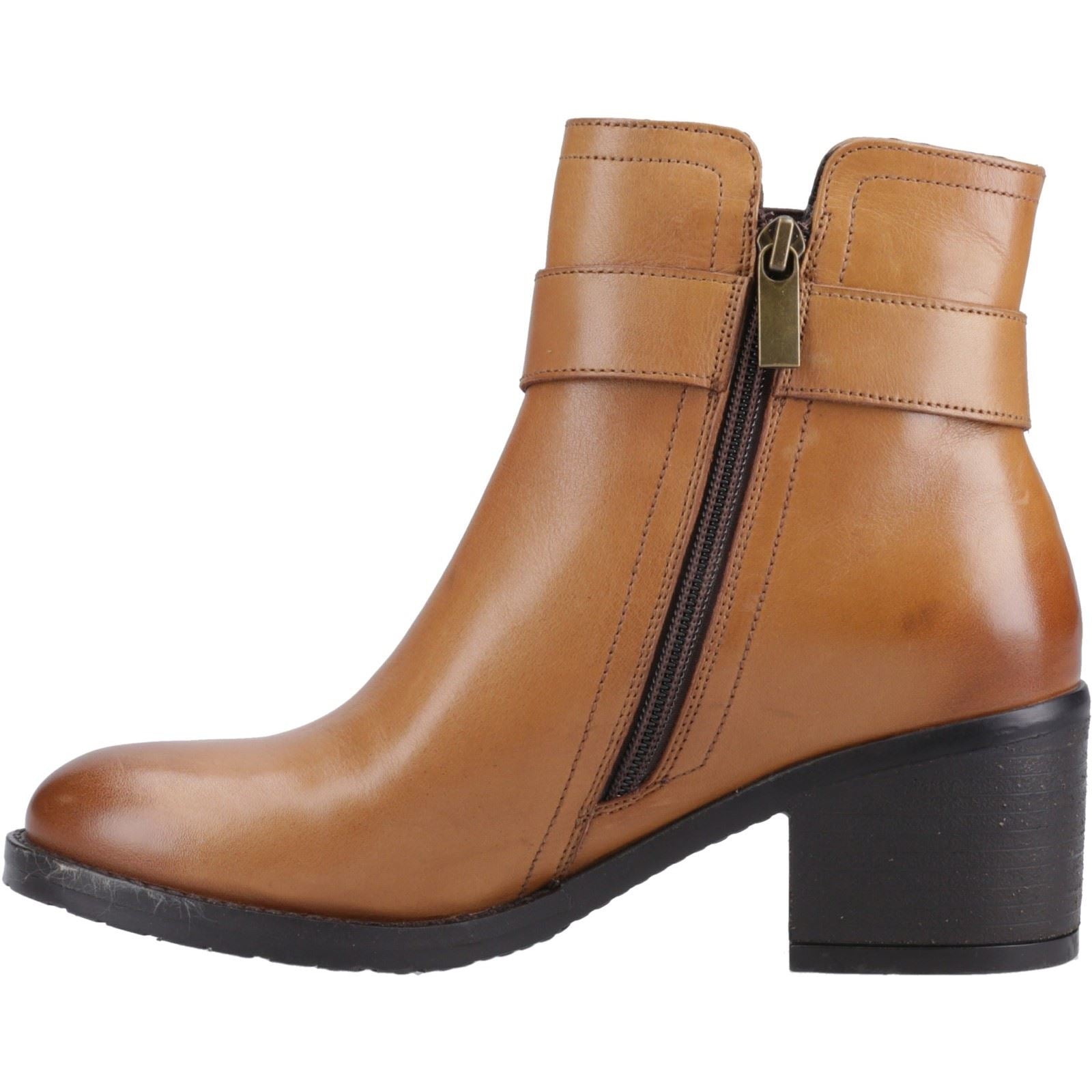 Hush Puppies Hensley Leather Women's Tan Heeled Ankle Boots