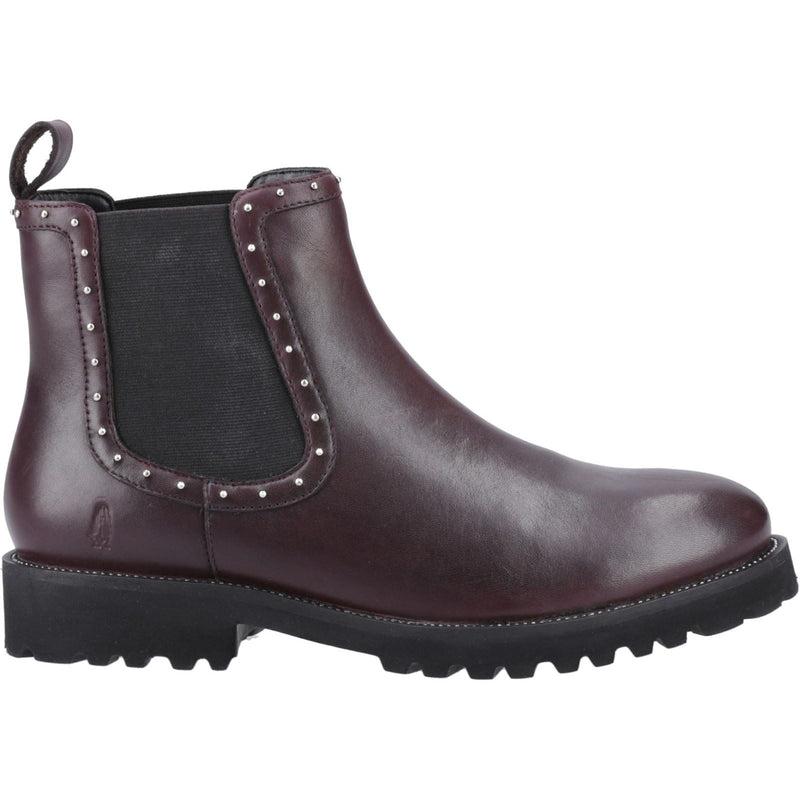 Hush Puppies Gwyneth Leather Women's Plum Flat Chelsea Boots