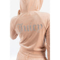 Juicy Couture Classic Velour Hoodie With Juicy Logo Synthetic Women's Beige Hooded Sweatshirt