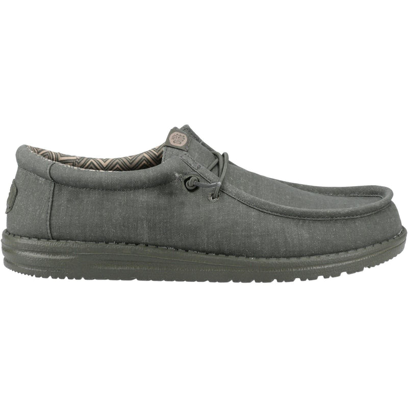 HEYDUDE Wally Stretch Canvas Cotton Men's Deep Green Moccasins Shoes