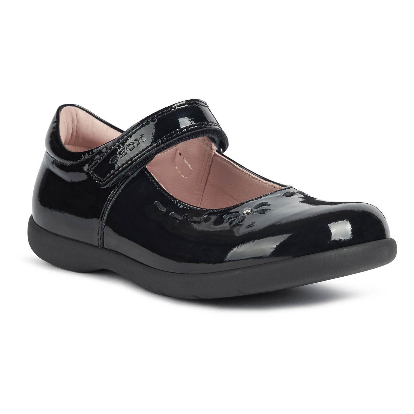 Geox J Naimara G.A Leather Girl's Black Patent Shoes