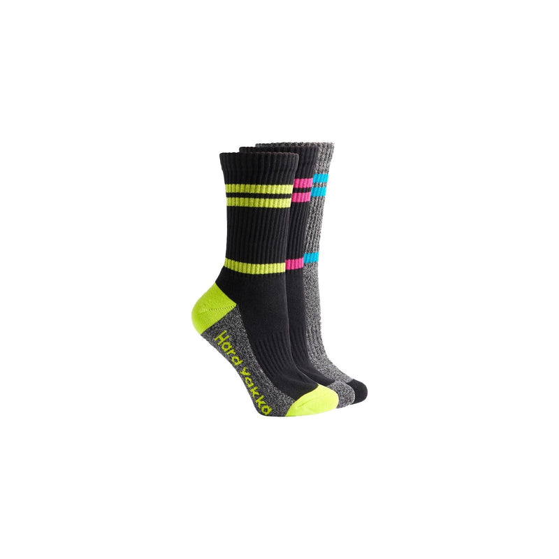 Hard Yakka Crew 3 Pack Cotton Women's Multicoloured Work Socks