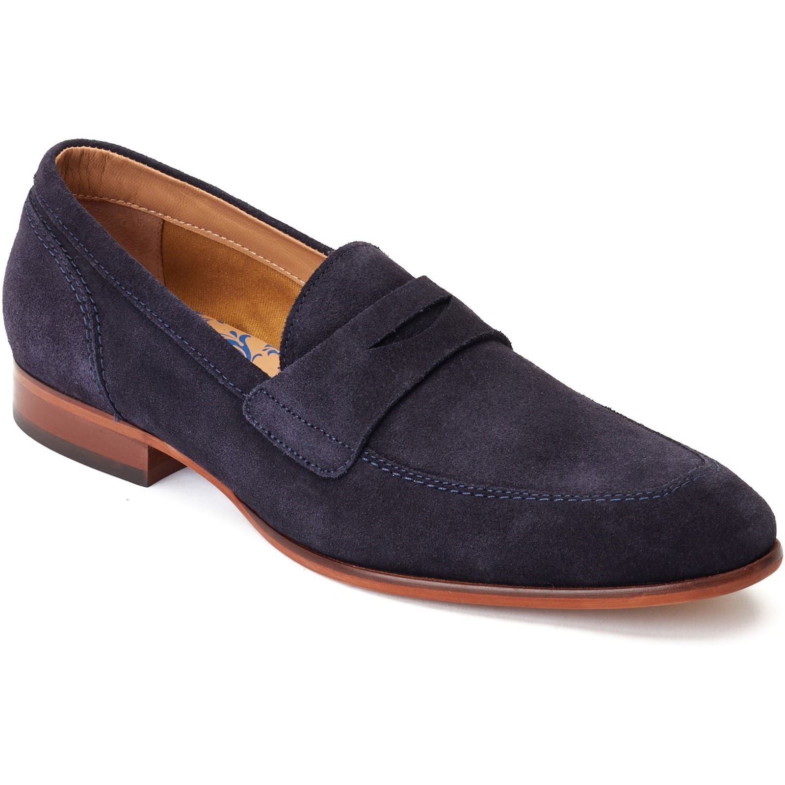 Base London Bruno Leather Men's Navy Loafers