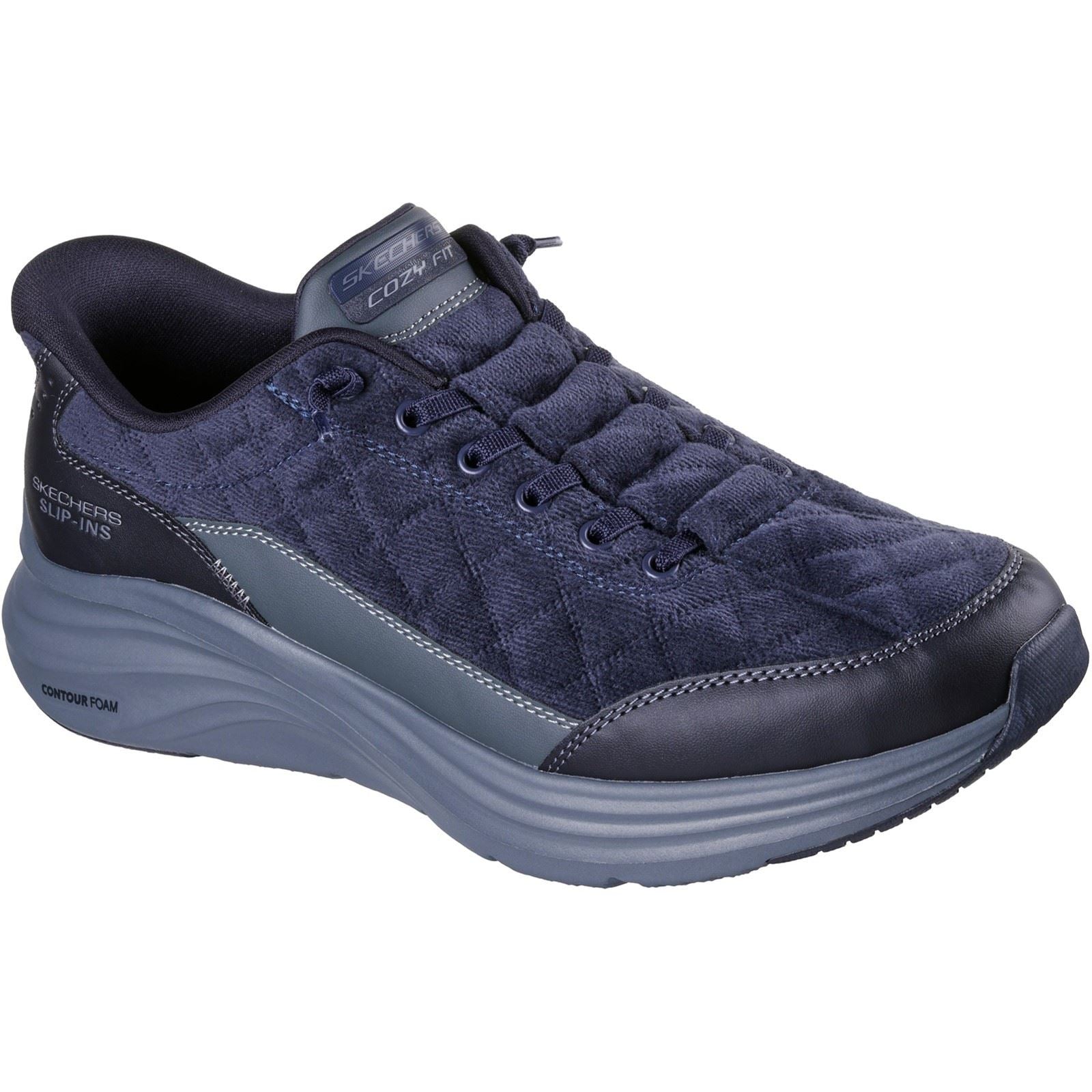 Skechers Contour Foam Cordelux Textile Men's Navy Cozycord/Pu Trainers