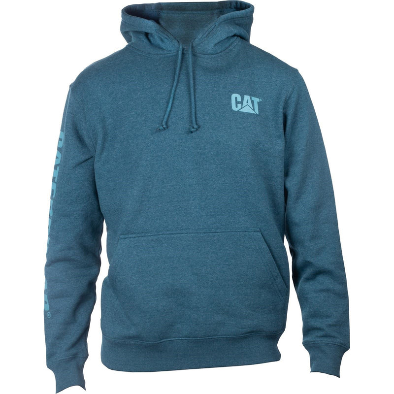 Caterpillar Trademark Banner Cotton Men's Blue Hooded Sweatshirt