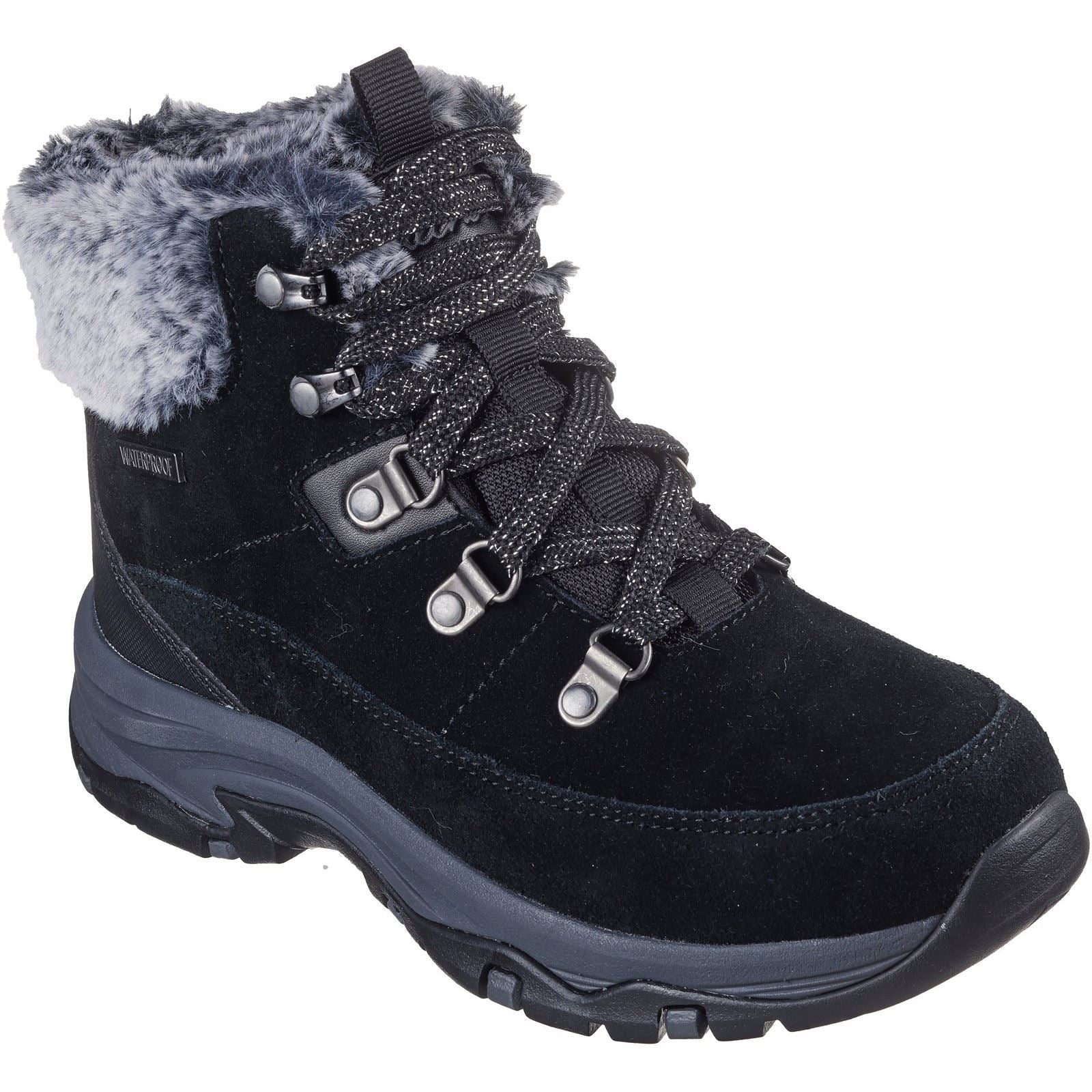 Skechers Trego Snow Worries Leather Women's Black Hiking Boots