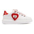 Karl Lagerfeld Kapri Valentine Pendant Leather Women's White/Red Sneakers