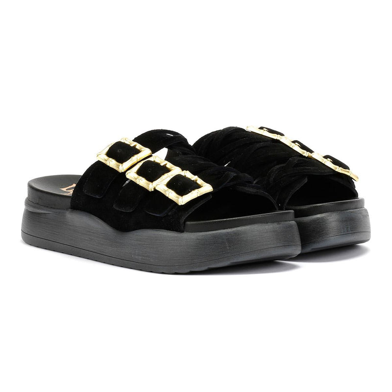 Desert Fleur Gypsum Tennesee Suede Women's Black Sandals