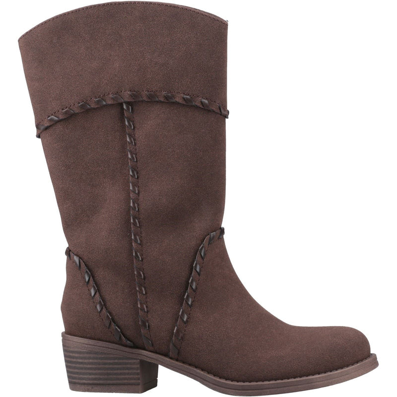 Rocket Dog Rowdy Faux Leather Women's Dark Brown Heeled Mid Calf Boots