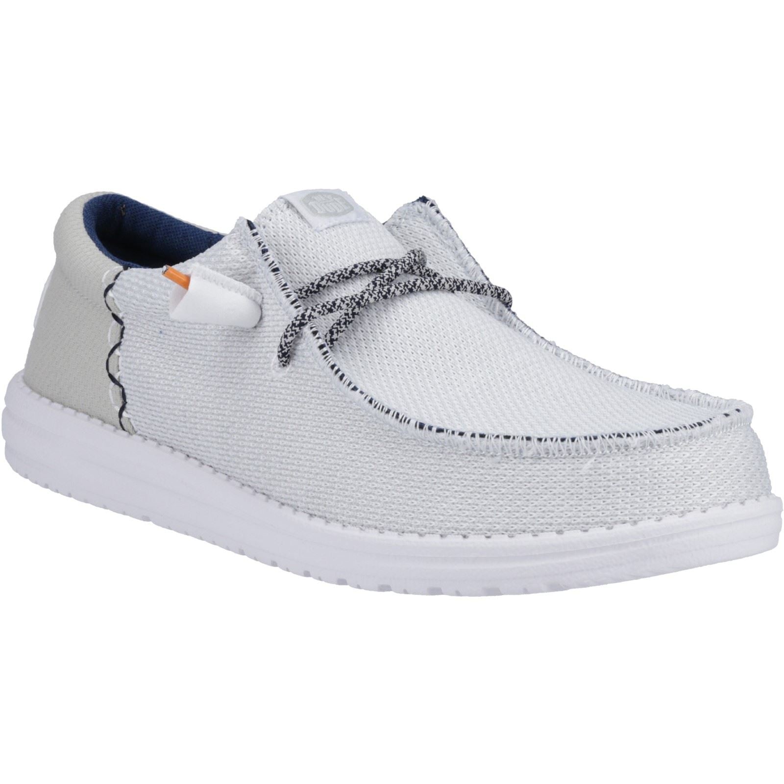 HEYDUDE Wally Funk Open Mesh Polyester/Spandex/Cotton Men's White Boat Shoes
