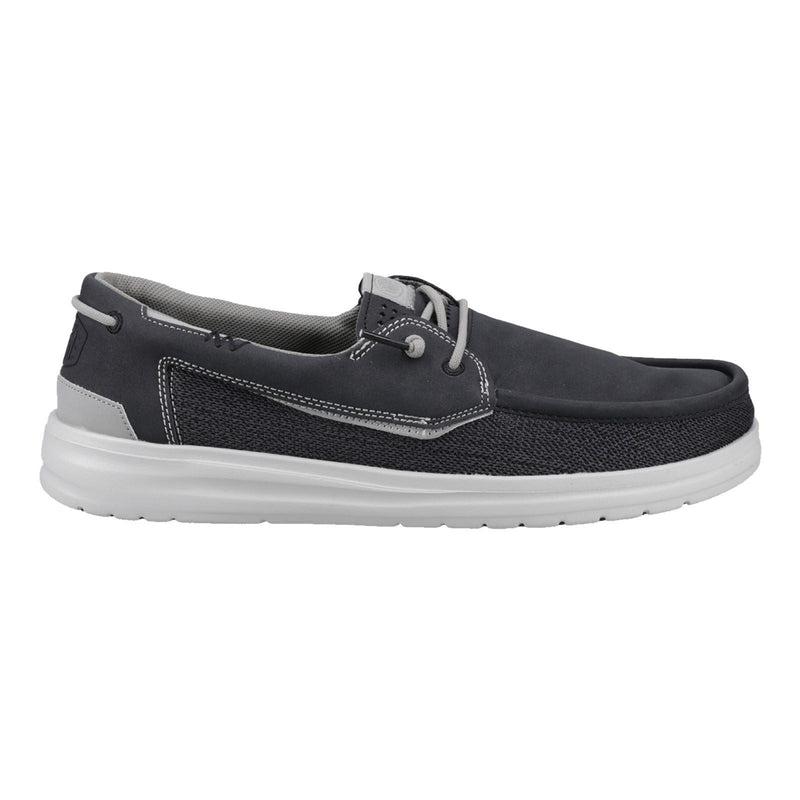 HEYDUDE Welsh Grip Classic Mesh Cotton Blend Men's Black/Storm Gray Boat Shoes