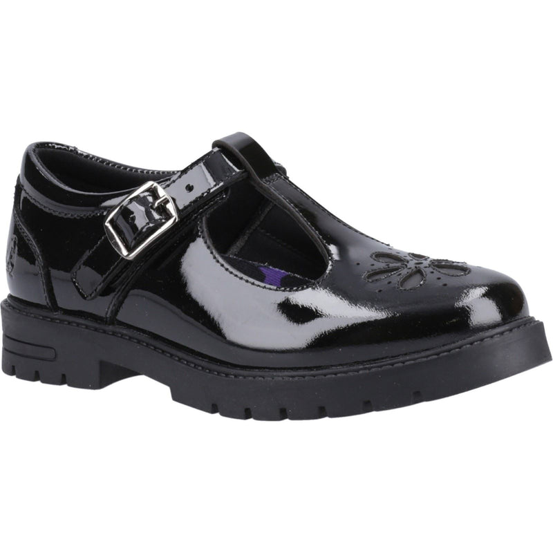 Hush Puppies Fiona Patent Senior Leather Girls's Black Shoes