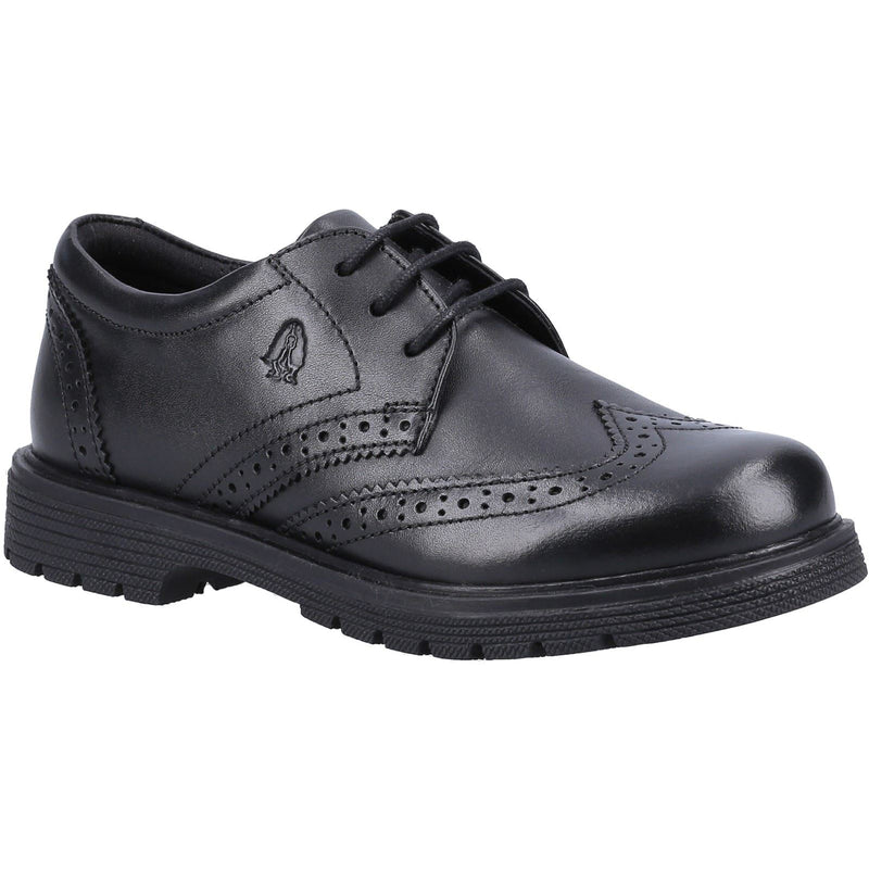 Hush Puppies Sally Youth Girls Black Leather Brogues