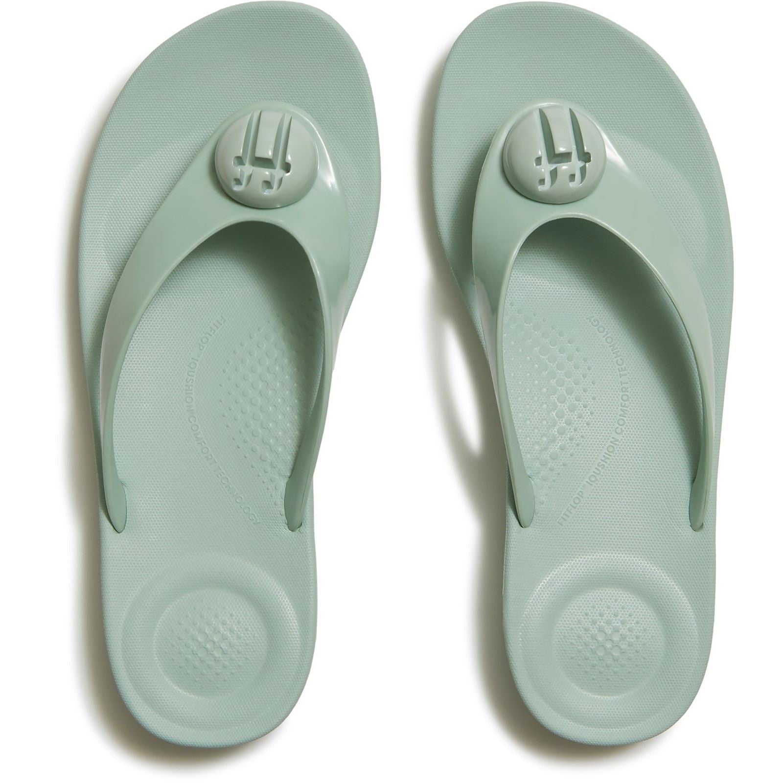 Fitflop iQushion Glossy-Button Polyurethane Women's Mint Whisper Flip Flops