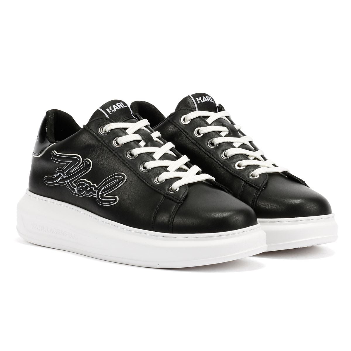 Karl Lagerfeld Kapri Signia Emboss Lo Lace Leather Women's Black Sneakers