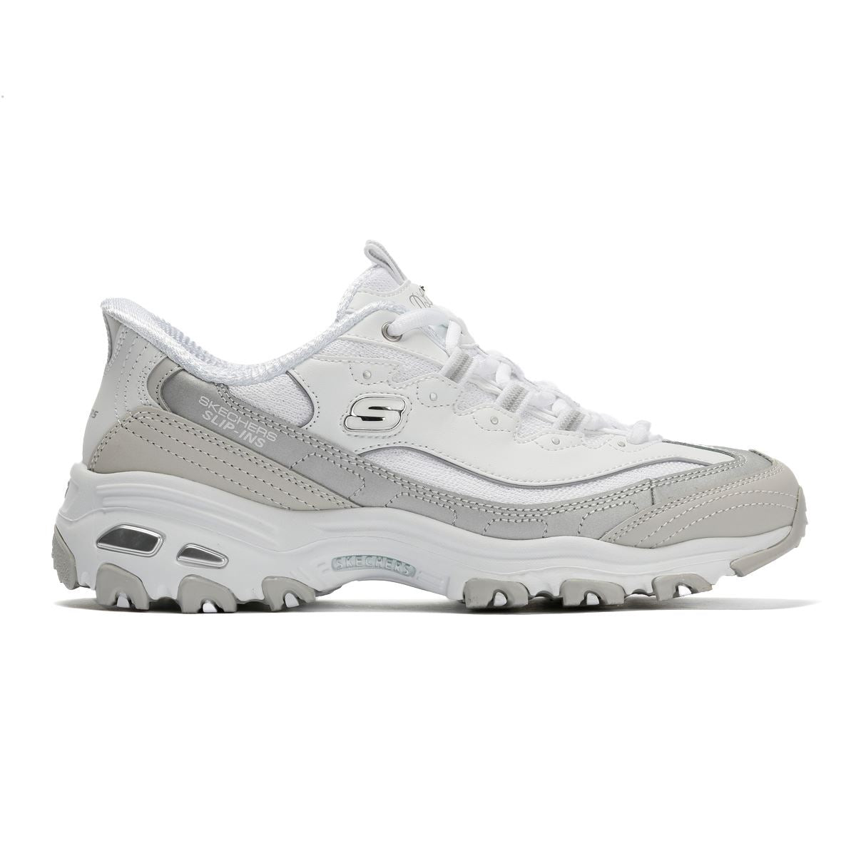 Skechers Slip-Ins D'Lites Smooth Women's Silver/White Sneakers