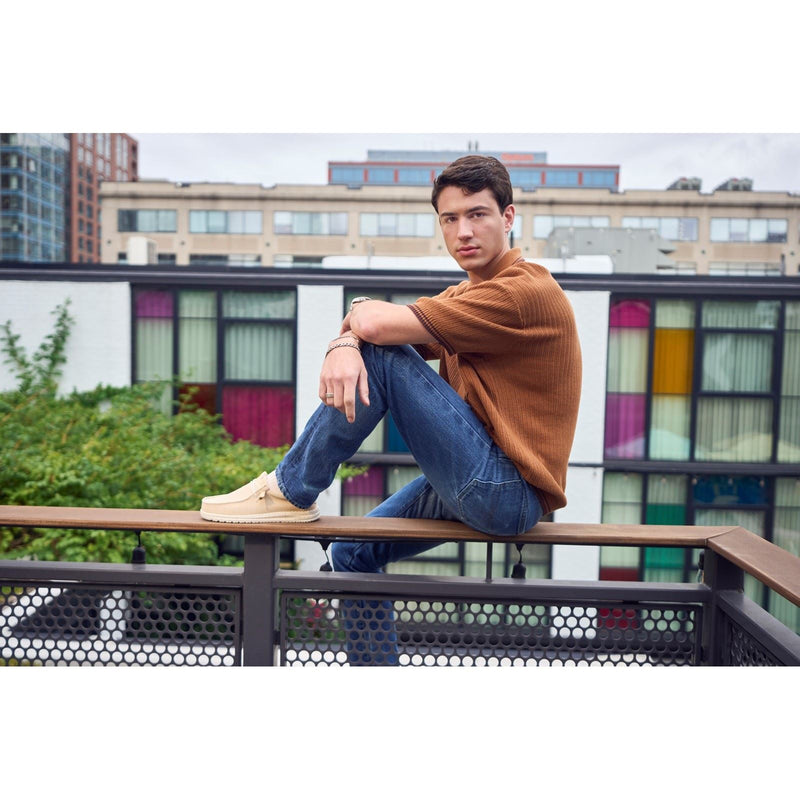 HEYDUDE Wally Stretch Sox Synthetic Men's Irish Cream/Egret Moccasins Shoes