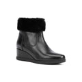 Geox Anylla 80% Leather Bovine Nappa-20% Leather Real Fur Women's Black Boots