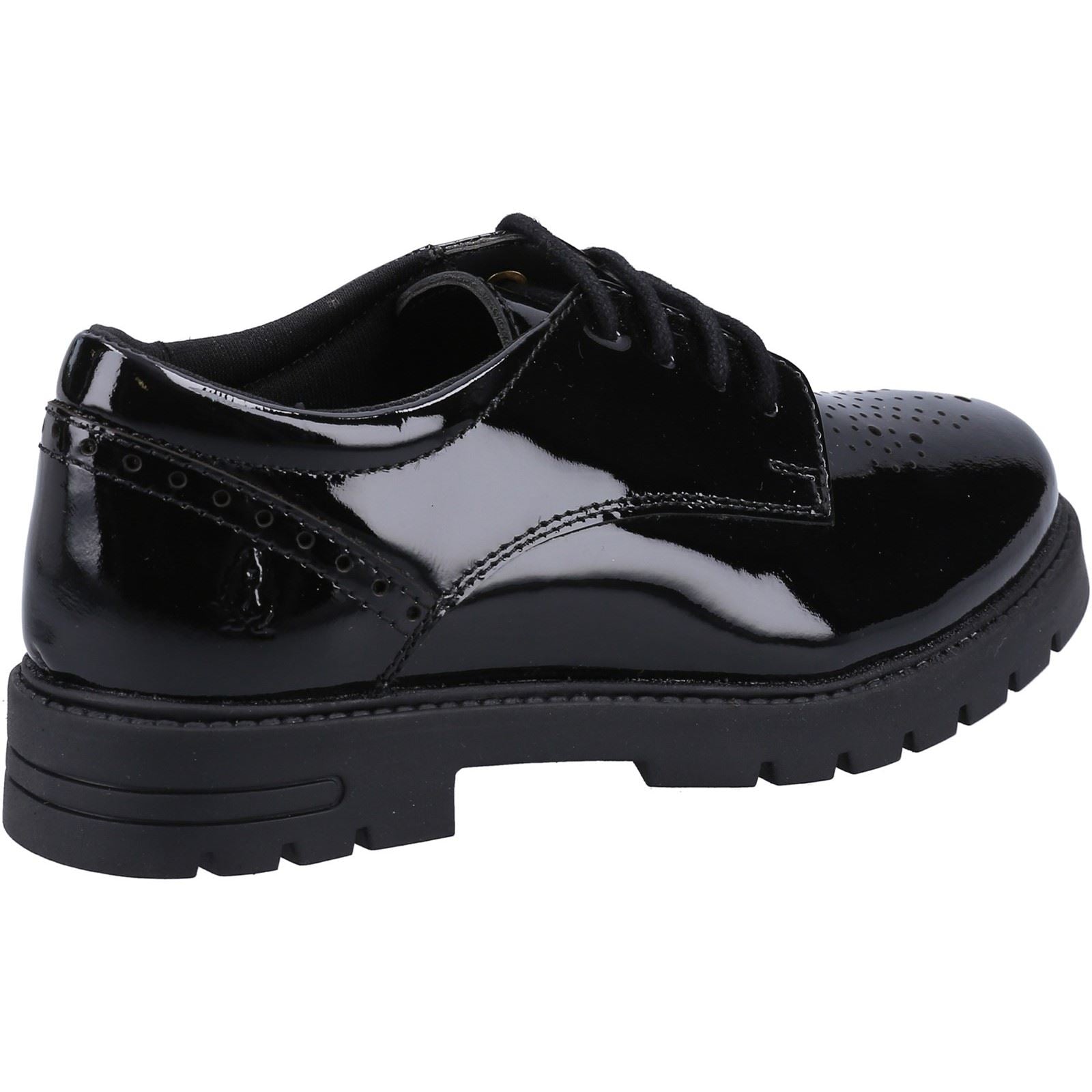 Hush Puppies Jayne Patent SNR Leather Girls's Black Lace-Up Shoes