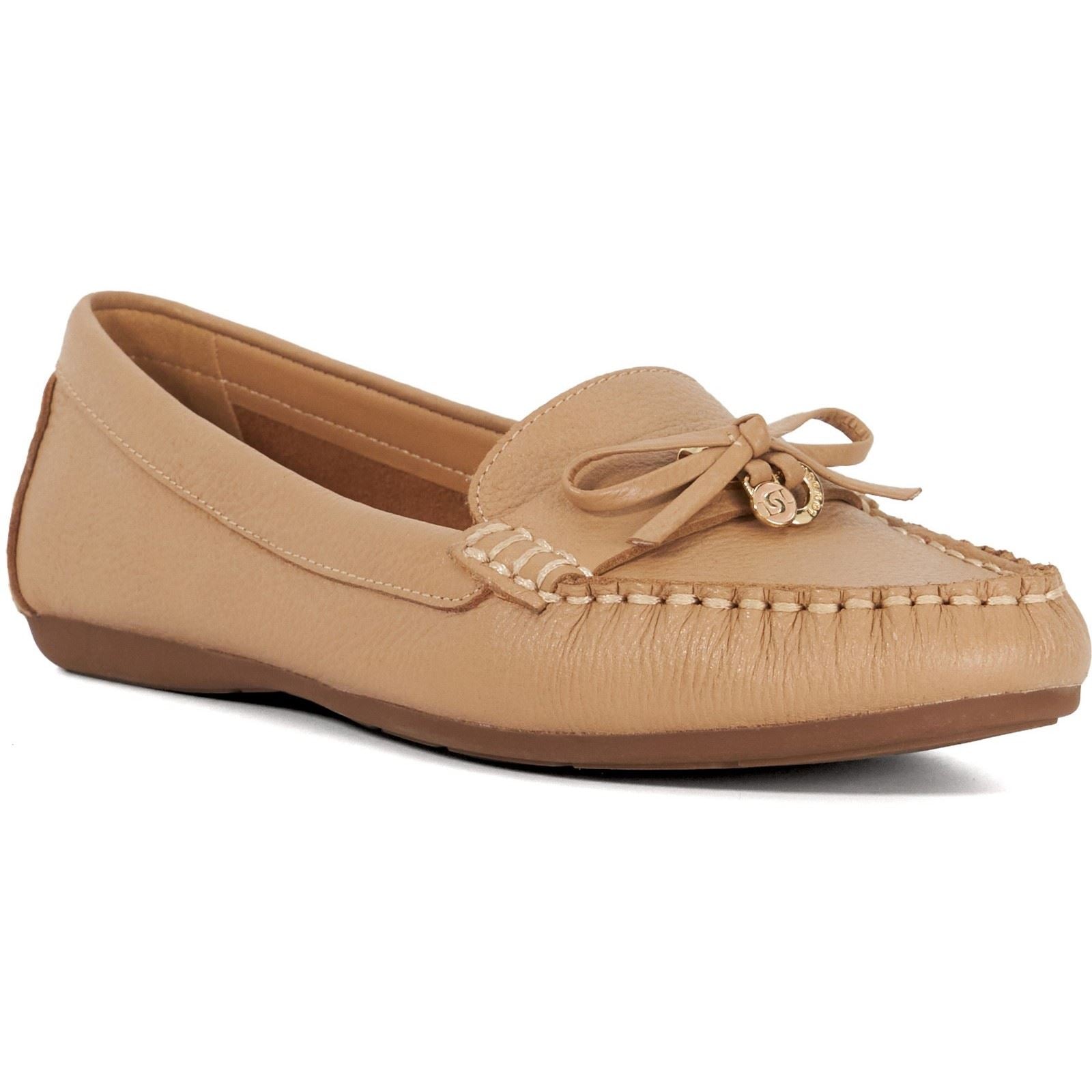 Dune Grovers Wide Fit Leather Women's Camel Moccasins Shoes