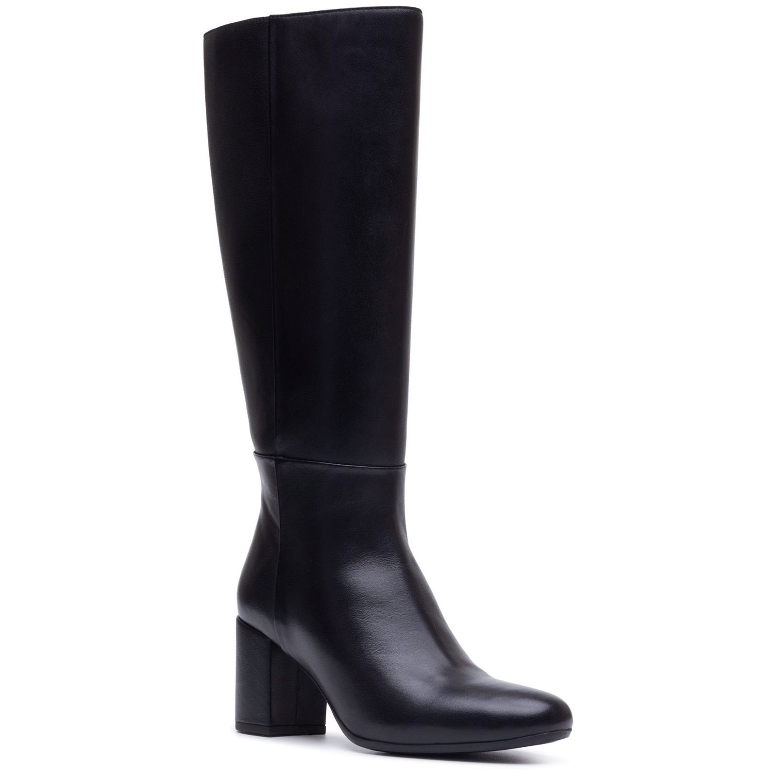 Hush Puppies Oprah Long Leather Women's Black Heeled Knee High Boots