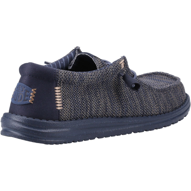 HEYDUDE Wally Stretch Mesh Synthetic Men's Navy Blazer Moccasins Shoes