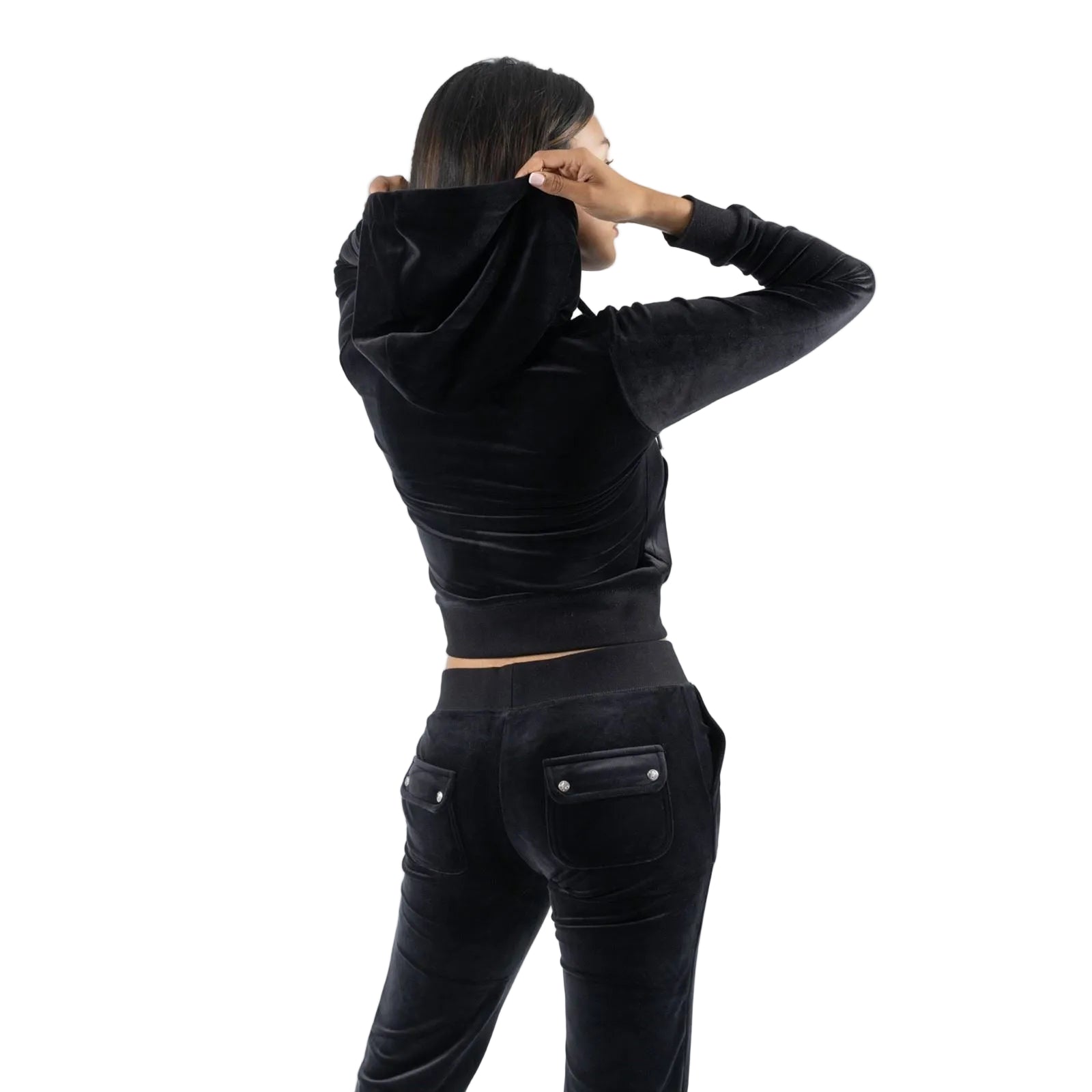 Juicy Couture Robertson Classic Jacket Polyester Women's Black Hooded Sweatshirt