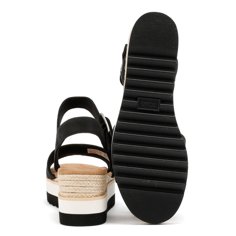 TOMS Diana Leather Women's Black Sandal Wedges