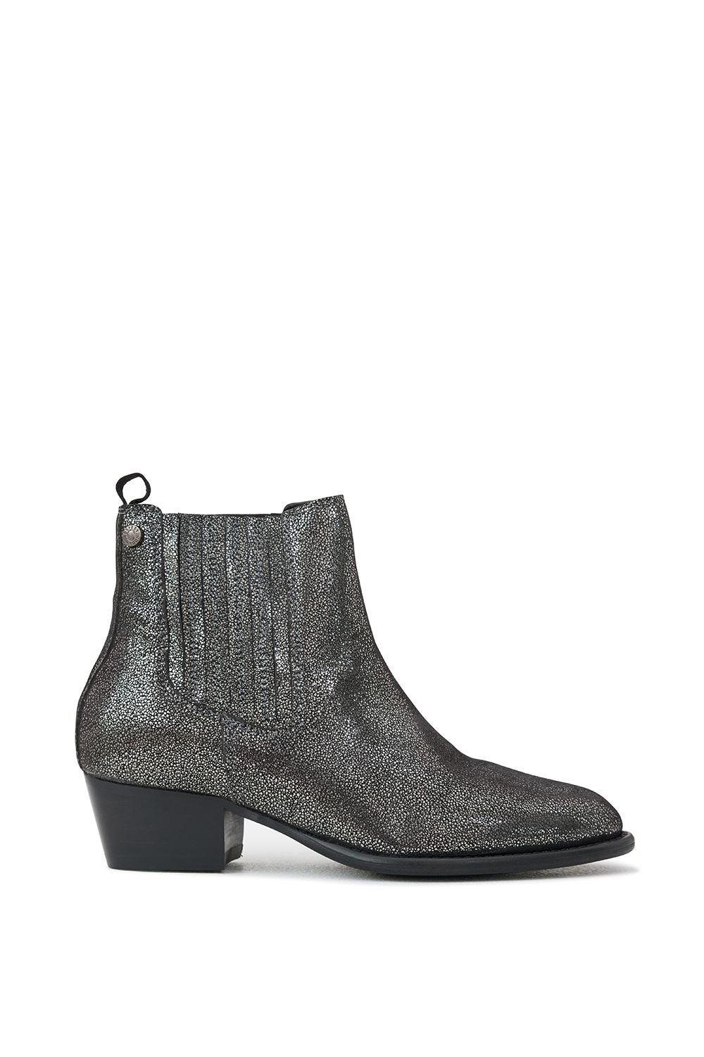 Osprey London The Janey Leather Women's Gunmetal Ankle Boots