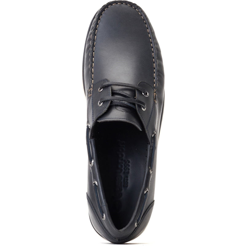Base London Stern Leather Men's Navy Boat Shoes