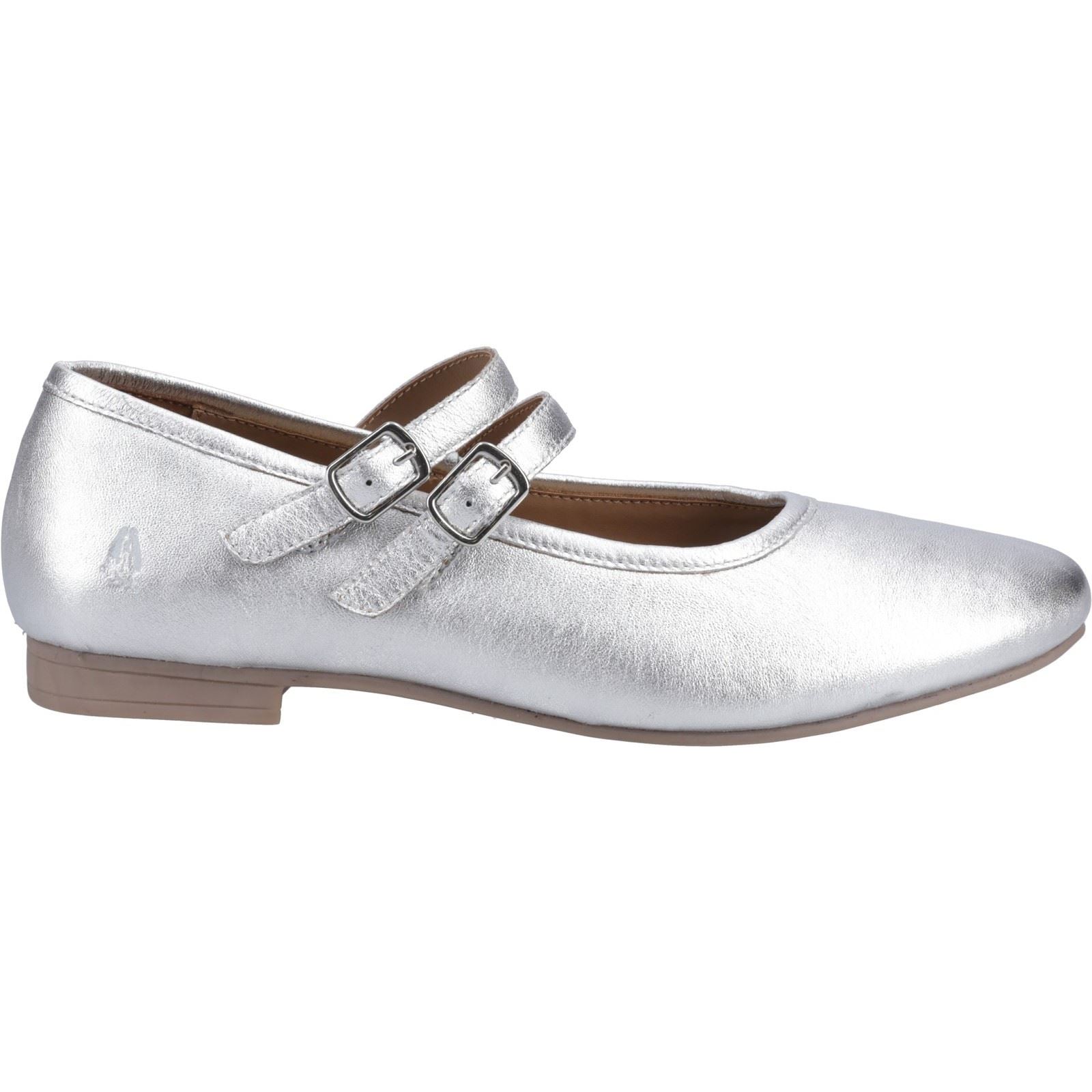 Hush Puppies Nancy Mary Jane Leather Women's Silver Flats