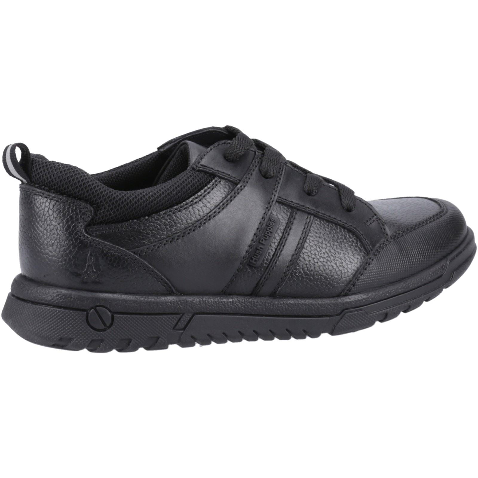 Hush Puppies Steven Senior Leather Boys's Black Lace-Up Shoes