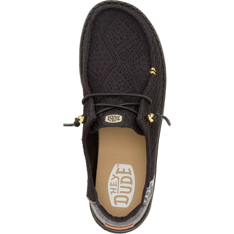 HEYDUDE Wendy Boho Crochet Synthetic Women's Black Loafers