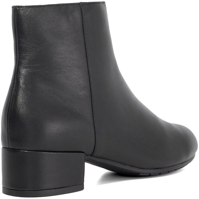 Dune Pippie Leather Women's Black Heeled Ankle Boots
