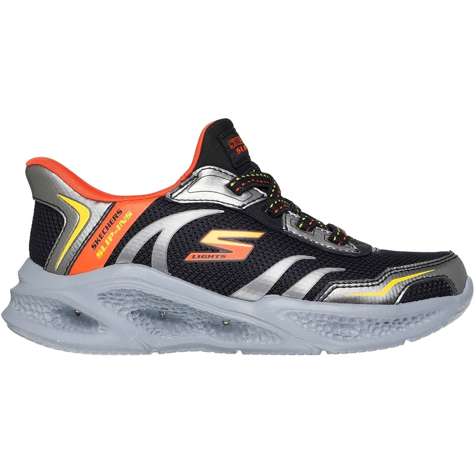 Skechers Meteor-Lights Brisk-Beams Boy's Black/Silver Trainers