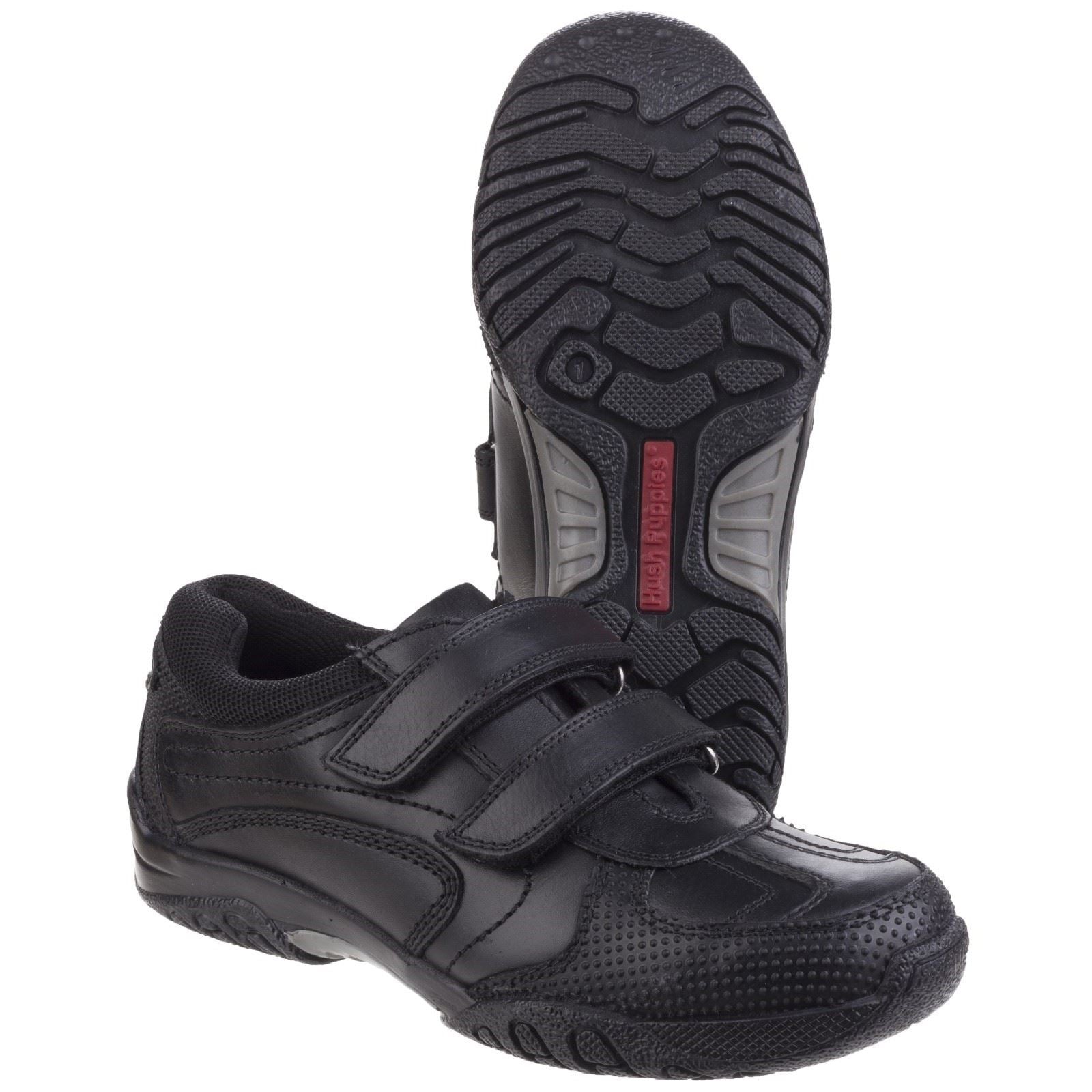Hush Puppies Jezza Youth Boys Black Leather Shoes