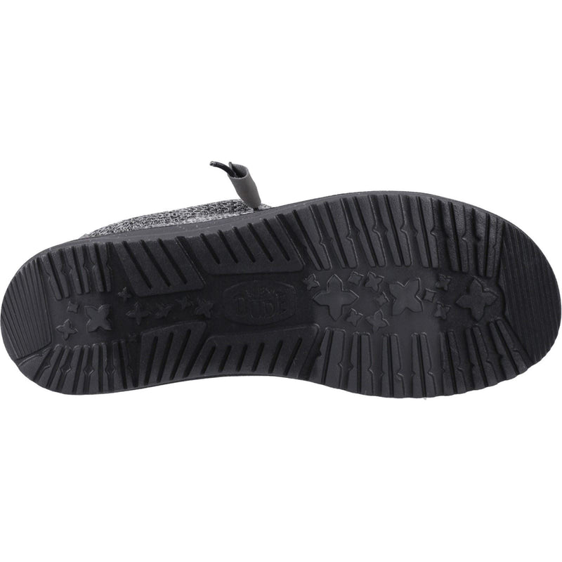 HEYDUDE Wally Stretch Mesh Synthetic Men's Granite Grey/Black Moccasins Shoes