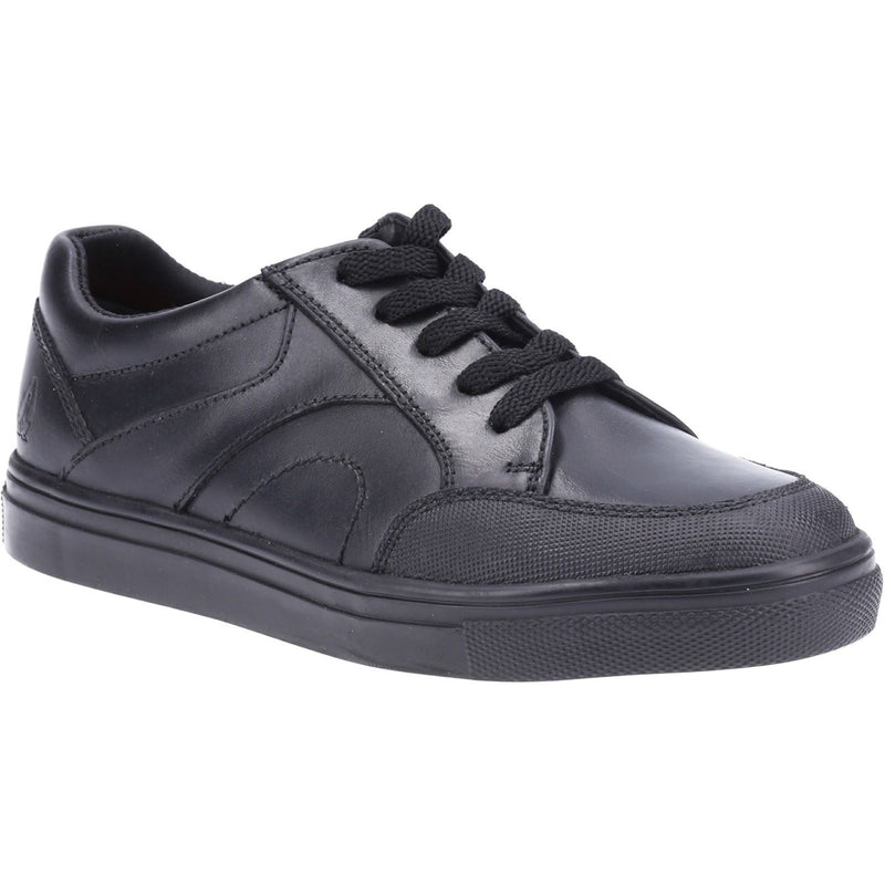 Hush Puppies Shawn Junior Boys Black Leather Lace-Up Shoes