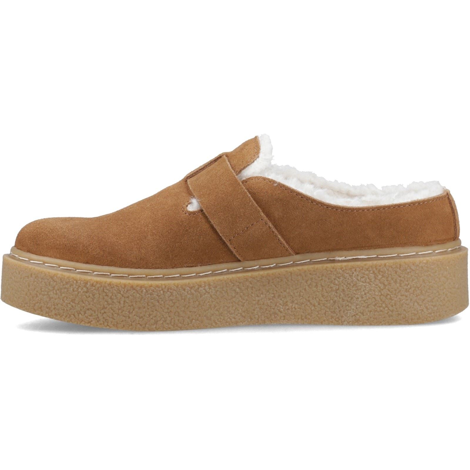 Hush Puppies Blanche Fur Leather Women's Tan Mules