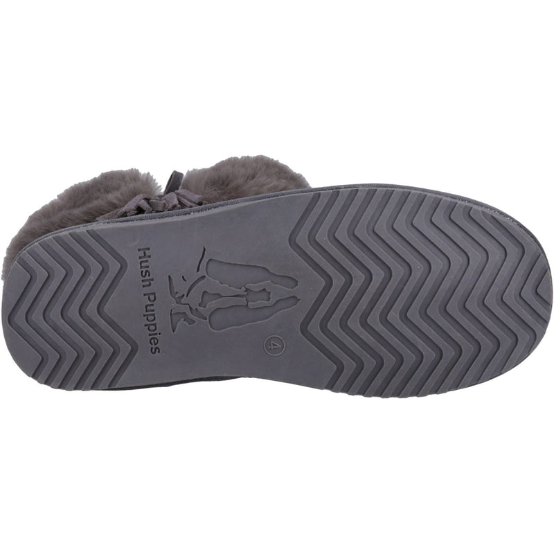 Hush Puppies Ayana Suede And Faux Fur Women's Grey Slippers
