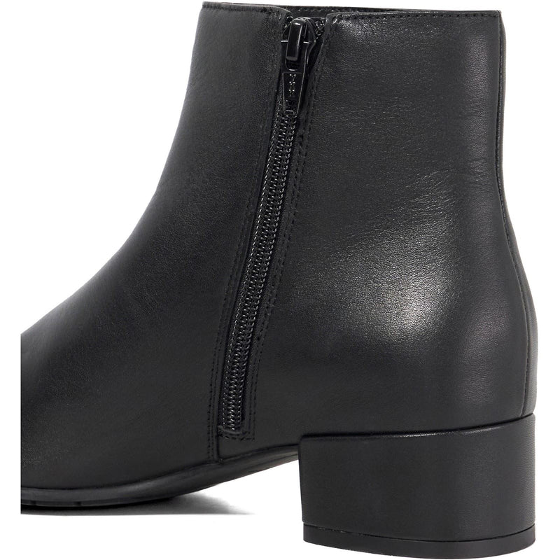 Dune Pippie Leather Women's Black Heeled Ankle Boots