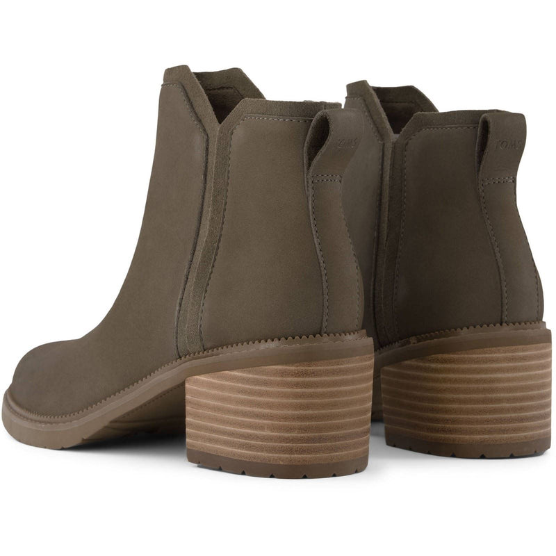 TOMS Hailey Leather Women's Canteen Heeled Ankle Boots